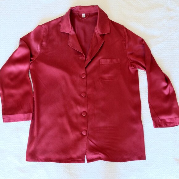 LILYSILK 100% Mulberry Silk Red Pajamas Long Sleeves Pants Set - Picture 2 of 16